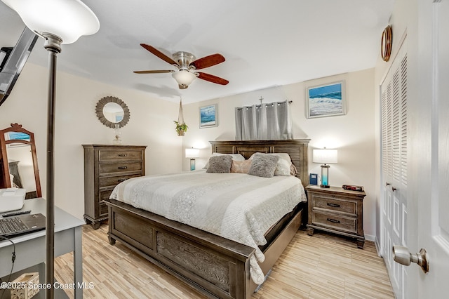 999 Jupiter Blvd NW, Palm Bay, FL 32907 - bedroom featuring light wood-type flooring, a closet, and a ceiling fan