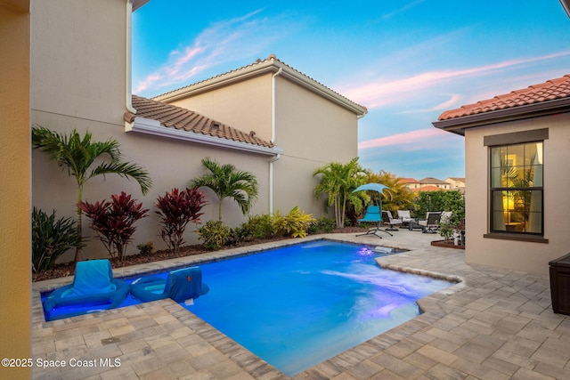 view of swimming pool featuring a patio