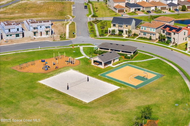 drone / aerial view with a residential view