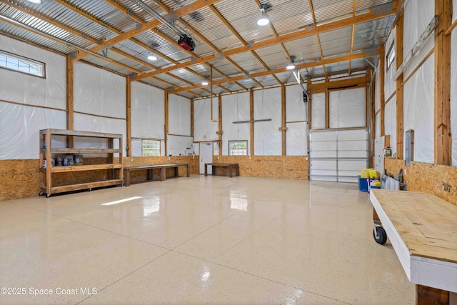 garage with a garage door opener