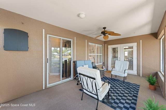 view of patio with a ceiling fan