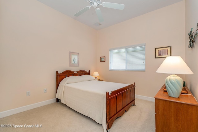 3156 Quint Dr, Melbourne, FL 32940 - bedroom with light carpet, baseboards, and ceiling fan