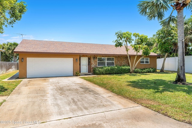 36 Mohican Way, Melbourne Beach, FL 32951 - single story home with driveway, a garage, and stucco siding