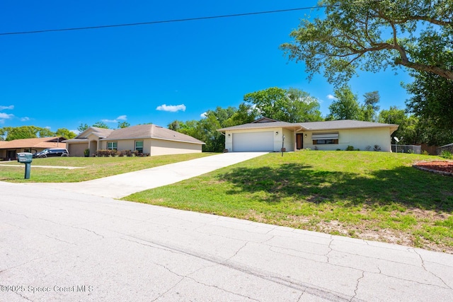 2102 E Parkton Dr, Deltona, FL 32725 - single story home with a front yard, driveway, a garage, and stucco siding