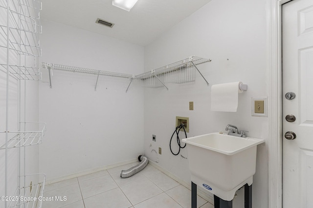 2062 Bottlebrush Dr, Melbourne, FL 32935 - laundry area with laundry area, hookup for a washing machine, electric dryer hookup, visible vents, and a sink
