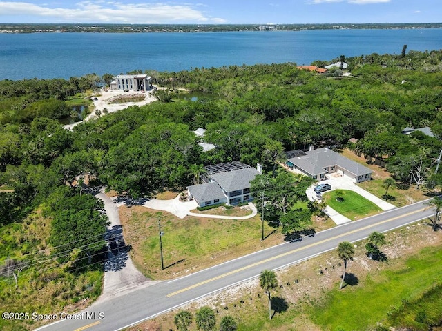 100 Woods S Dr, Merritt Island, FL 32952 - birds eye view of property featuring a water view