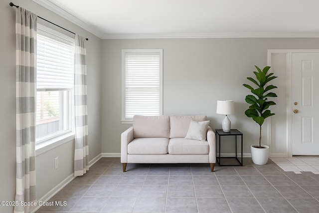 5 Fairway Dr Unit 5, Cocoa Beach, FL 32931 - living room with light tile patterned floors and crown molding