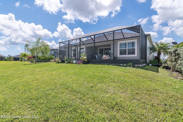 7921 Mocan Ct, Melbourne, FL 32940 - back of house featuring a yard and a lanai