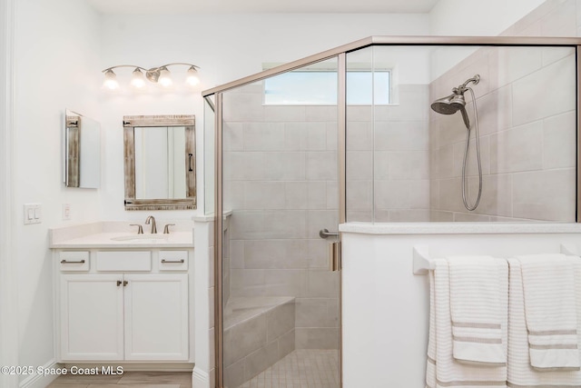 7921 Mocan Ct, Melbourne, FL 32940 - full bathroom featuring a stall shower and vanity