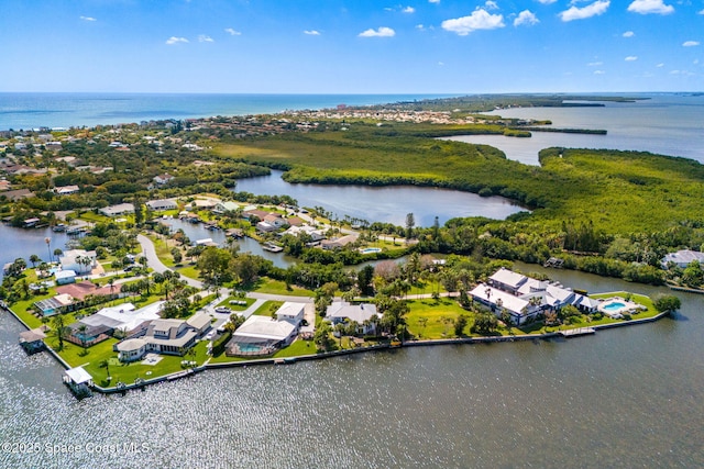 450 Ross Ave, Melbourne Beach, FL 32951 - birds eye view of property with a water view and a residential view