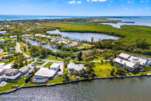 450 Ross Ave, Melbourne Beach, FL 32951 - birds eye view of property with a water view and a residential view