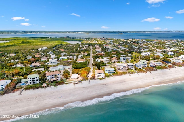 450 Ross Ave, Melbourne Beach, FL 32951 - aerial view with a water view, a residential view, and a view of the beach
