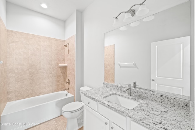 4280 Alamanda Key Dr, Melbourne, FL 32901 - full bathroom with tile patterned flooring, shower / bathtub combination, vanity, and toilet