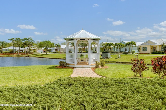 4280 Alamanda Key Dr, Melbourne, FL 32901 - view of property's community featuring a gazebo, a residential view, a water view, and a lawn
