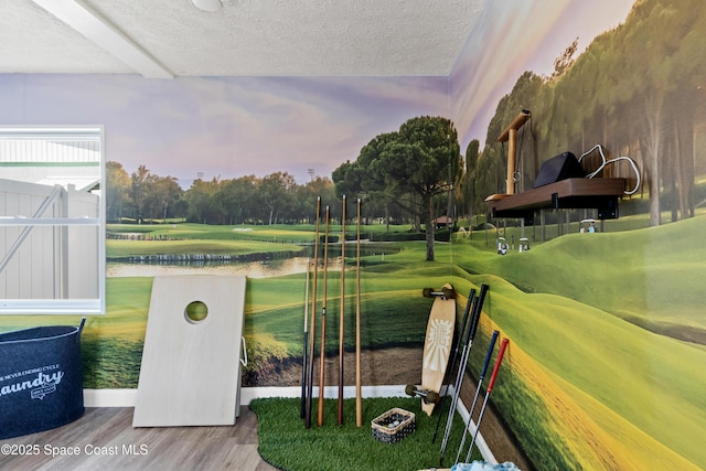 exterior space with a water view and golf course view