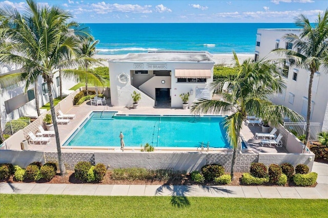 2101 Atlantic St Unit 531, Melbourne Beach, FL 32951 - pool with a water view, a patio, and fence