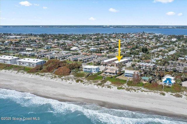 1700 Atlantic St Unit 12, Melbourne Beach, FL 32951 - birds eye view of property featuring a residential view, a view of the beach, and a water view