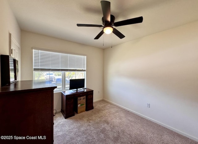 2507 Peralta Dr, Palm Bay, FL 32909 - unfurnished office with light colored carpet, baseboards, and a ceiling fan
