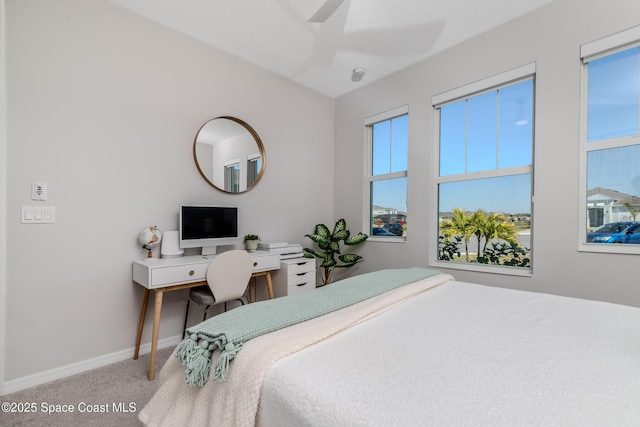 9527 Ebeko Ct, Melbourne, FL 32940 - bedroom with carpet, baseboards, and a ceiling fan
