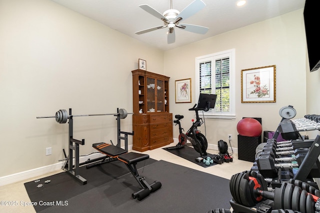 897 Yellow Wood Ct SE, Palm Bay, FL 32909 - exercise area with baseboards and ceiling fan