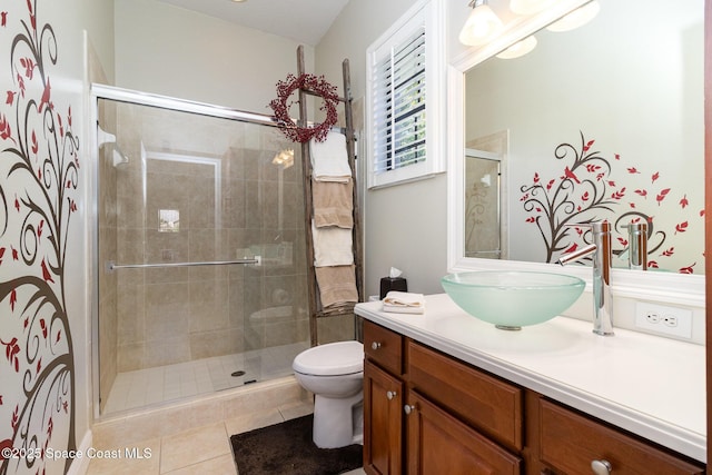 897 Yellow Wood Ct SE, Palm Bay, FL 32909 - full bath featuring toilet, tile patterned flooring, a stall shower, and vanity