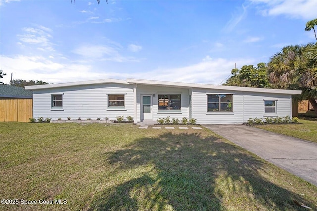 1800 Elmwood Dr, Melbourne, FL 32935 - view of front facade featuring a front yard and fence
