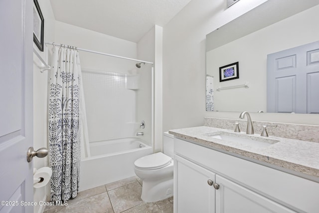 413 Catfish Pl, Cocoa, FL 32927 - full bathroom with toilet, shower / bath combo with shower curtain, tile patterned flooring, and vanity