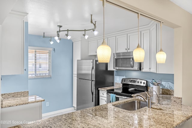 3150 N Harbor City Blvd Unit 236, Melbourne, FL 32935 - kitchen with appliances with stainless steel finishes, a sink, white cabinetry, and light stone countertops