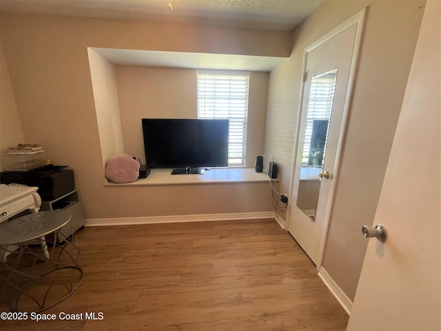 interior space featuring baseboards and wood finished floors
