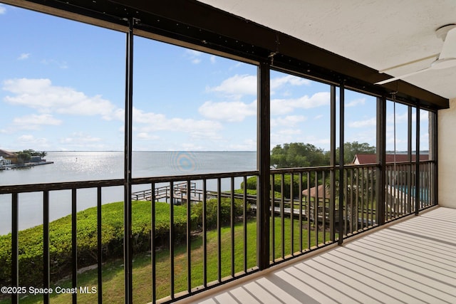5801 N Banana River Blvd Unit 936, Cape Canaveral, FL 32920 - unfurnished sunroom featuring a water view