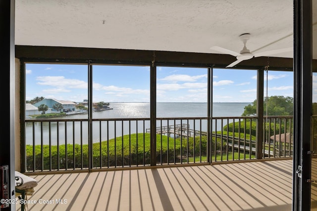 5801 N Banana River Blvd Unit 936, Cape Canaveral, FL 32920 - unfurnished sunroom featuring a water view