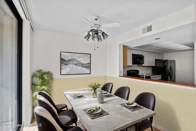 5801 N Banana River Blvd Unit 936, Cape Canaveral, FL 32920 - dining area with a ceiling fan and visible vents
