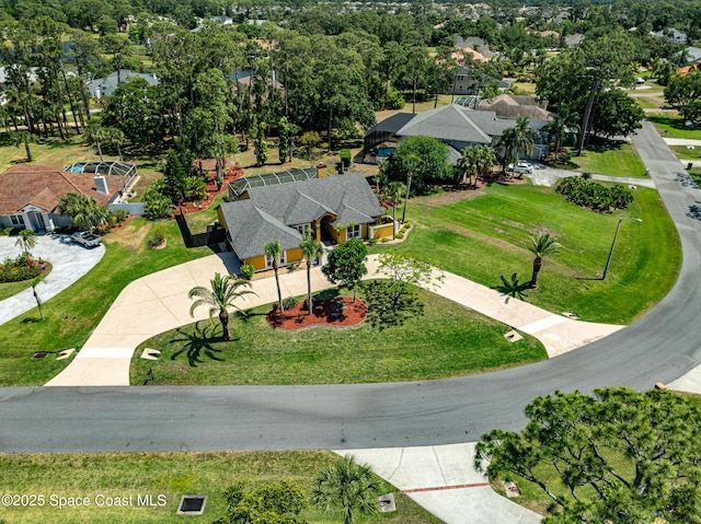 drone / aerial view with a residential view
