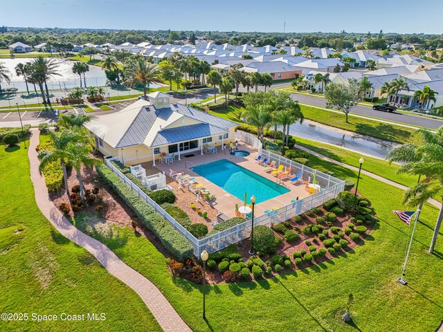 4040 Alamanda Key Dr, Melbourne, FL 32901 - aerial view of residential area featuring a pool area