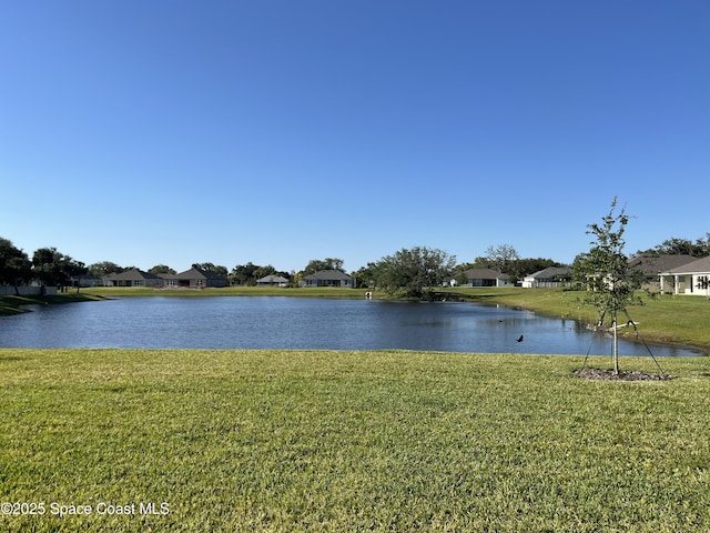 view of water feature with a residential view