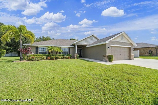 1830 San Filippo Dr SE, Palm Bay, FL 32909 - single story home with a garage, a front yard, stucco siding, and concrete driveway