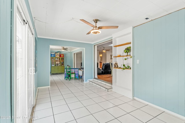 170 Maple Dr, Satellite Beach, FL 32937 - interior space with a ceiling fan, baseboards, and light tile patterned floors