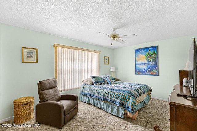 618 Americana Blvd NE, Palm Bay, FL 32907 - bedroom featuring baseboards, carpet, a textured ceiling, and ceiling fan