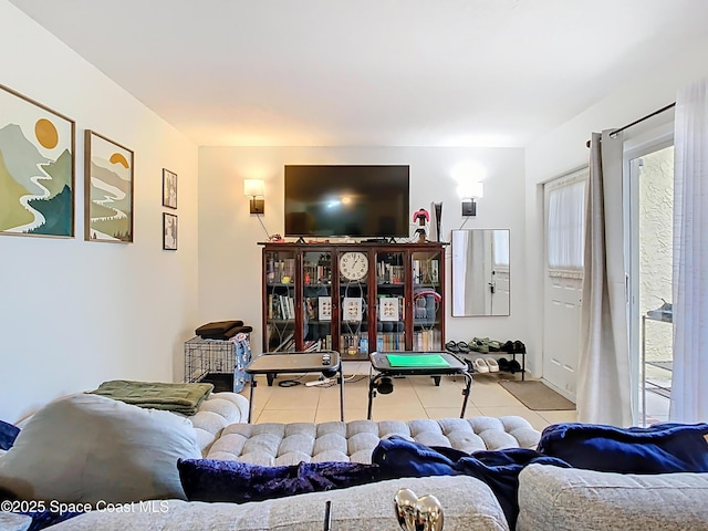 view of tiled living area
