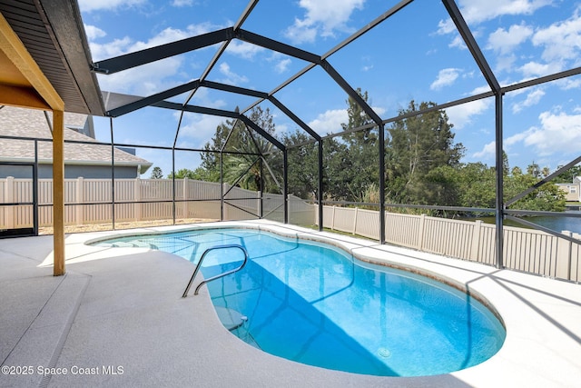 1472 Bent Palm Dr, Merritt Island, FL 32952 - view of pool featuring a patio area, a fenced backyard, and a lanai