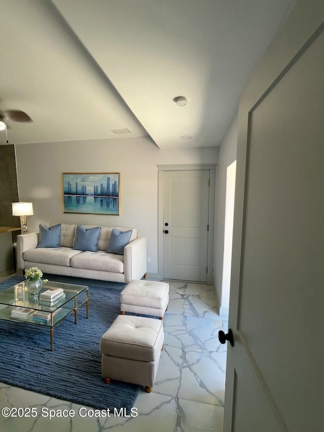 1279 Earl Dr, Merritt Island, FL 32952 - living room featuring tile patterned floors and ceiling fan