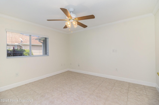 3196 Quint Dr, Melbourne, FL 32940 - unfurnished room featuring ornamental molding, ceiling fan, and baseboards
