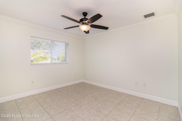 3196 Quint Dr, Melbourne, FL 32940 - unfurnished room featuring ornamental molding, a ceiling fan, and baseboards