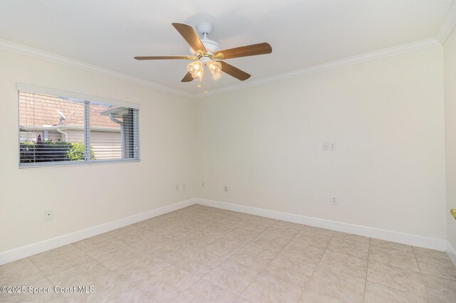 3196 Quint Dr, Melbourne, FL 32940 - unfurnished room featuring ornamental molding, ceiling fan, and baseboards