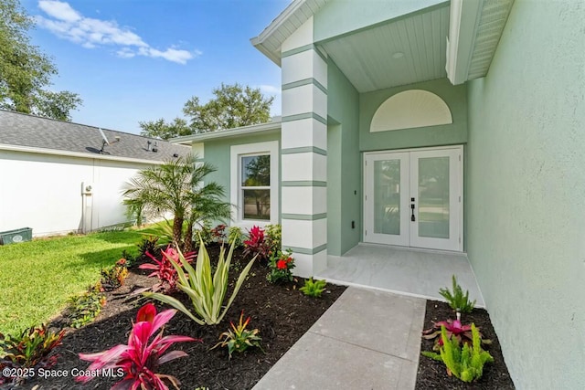 3871 La Flor Dr, Rockledge, FL 32955 - entrance to property featuring french doors and stucco siding