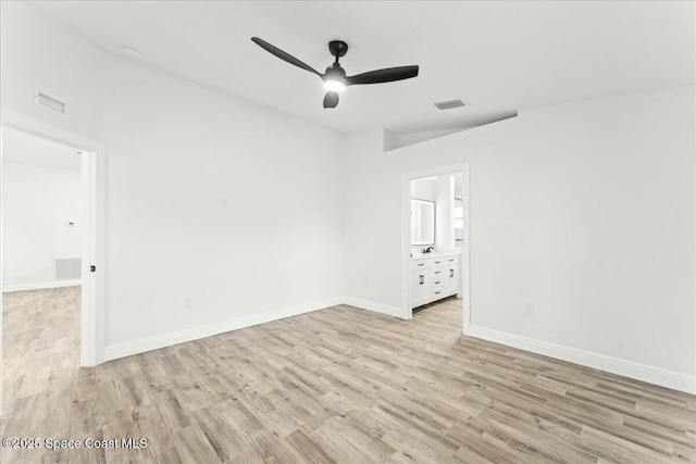 3871 La Flor Dr, Rockledge, FL 32955 - unfurnished room featuring light wood-style flooring, visible vents, a ceiling fan, and baseboards