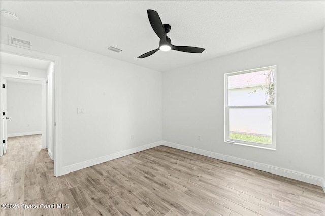 3871 La Flor Dr, Rockledge, FL 32955 - empty room with baseboards, a ceiling fan, visible vents, and light wood-style flooring
