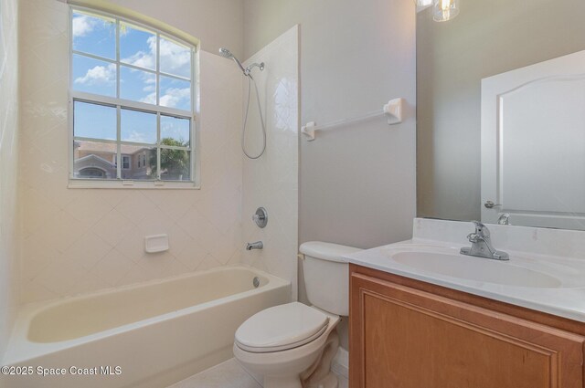 5334 Creekwood Dr, Melbourne, FL 32940 - full bath featuring vanity, toilet, and shower / washtub combination