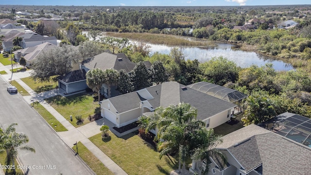 5334 Creekwood Dr, Melbourne, FL 32940 - drone / aerial view with a water view and a residential view