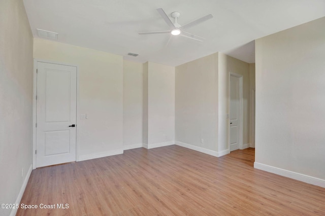 2742 Fling Ave SE, Palm Bay, FL 32909 - unfurnished room with visible vents, light wood finished floors, baseboards, and ceiling fan